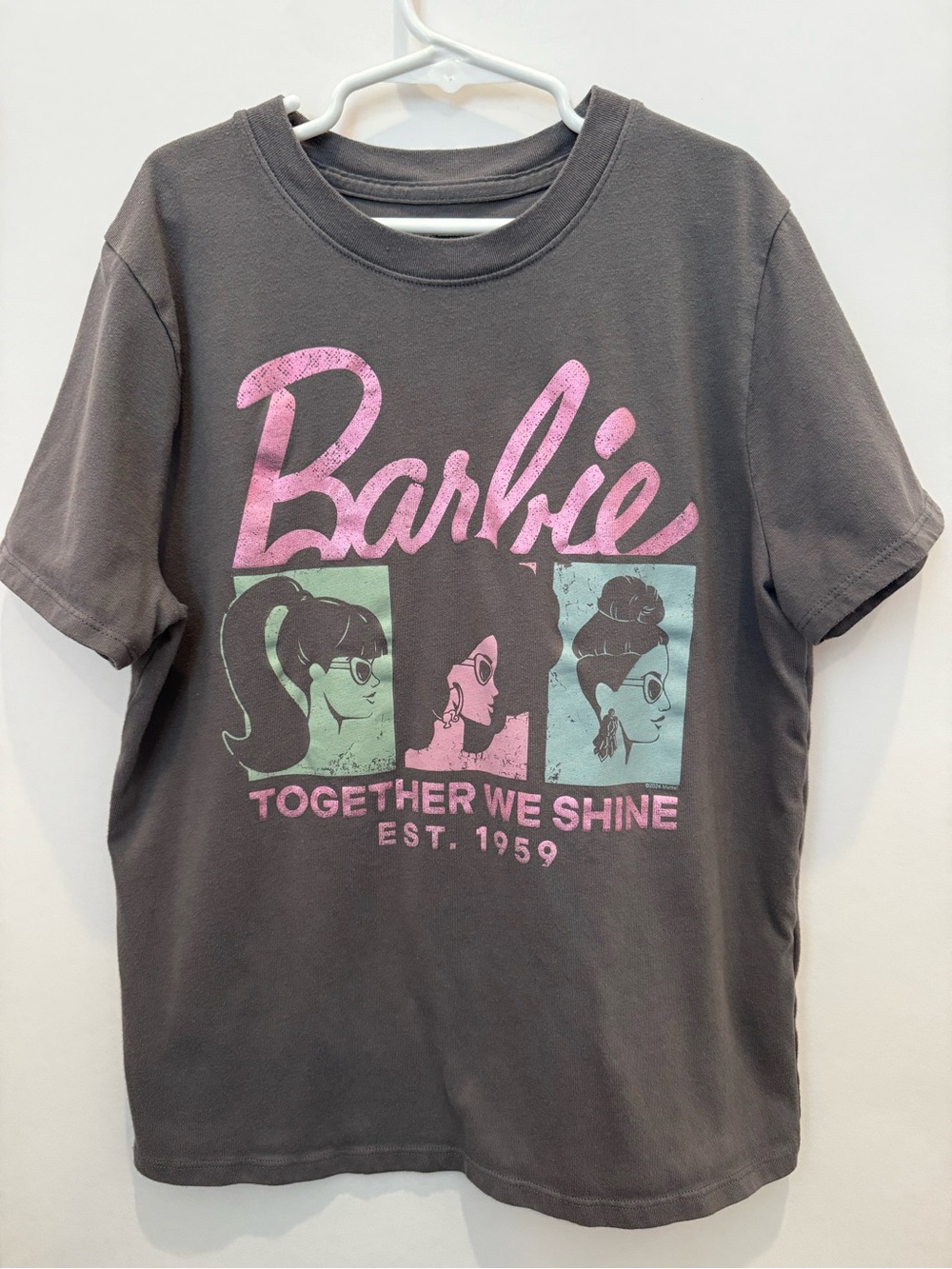 abercrombie kids Gray Barbie Tee with Pink Logo and Mint Panels